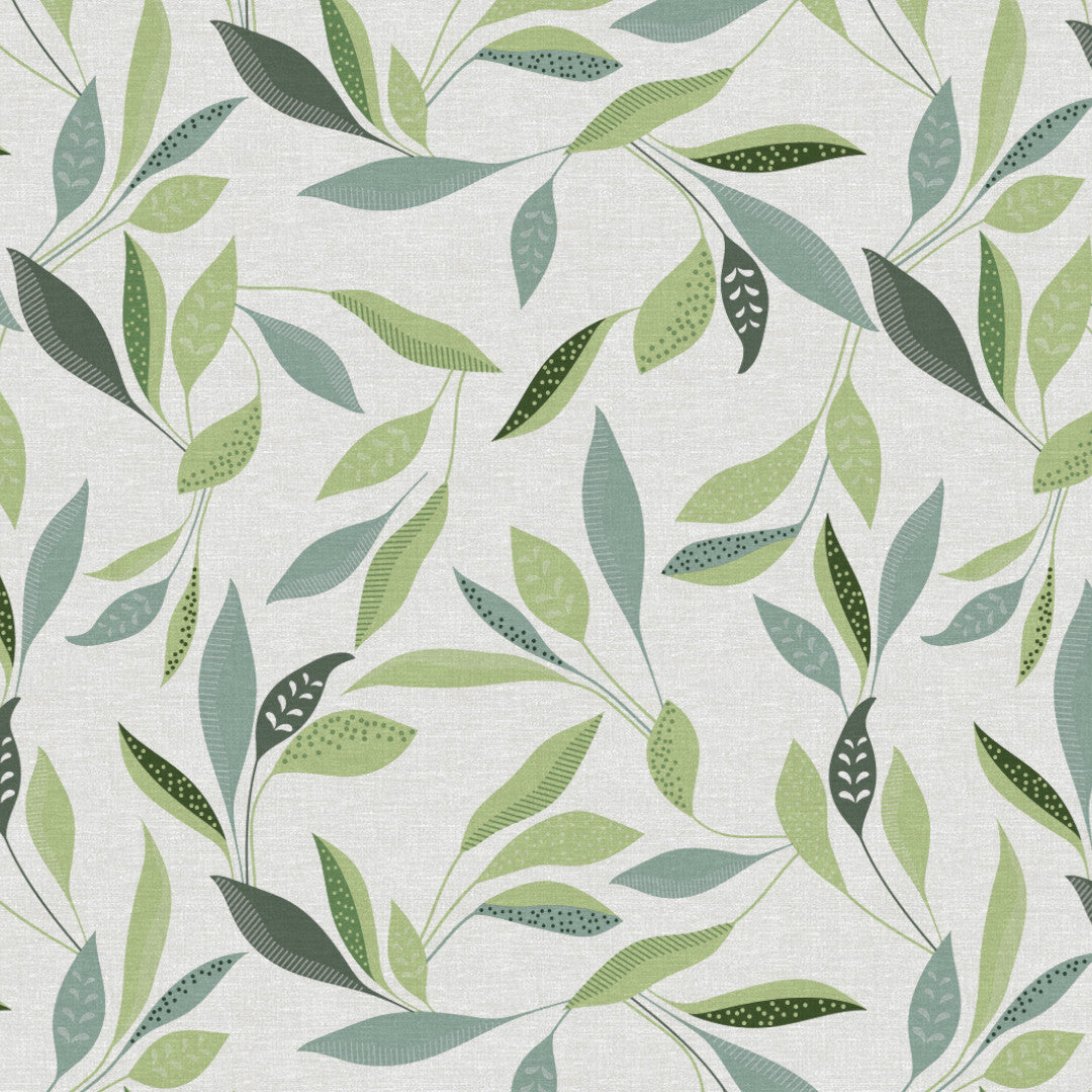 Nordfavn Class Grøn - Voksdug med grafisk bladmønster, mønster