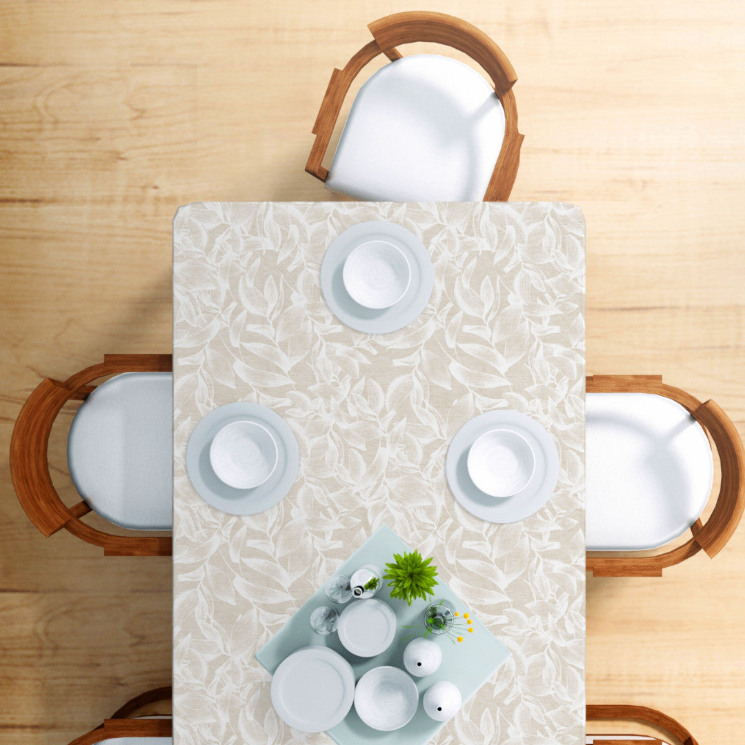 Nordfavn Cloe – Akryldug med botanisk mønster i naturhvide nuancer, miljø