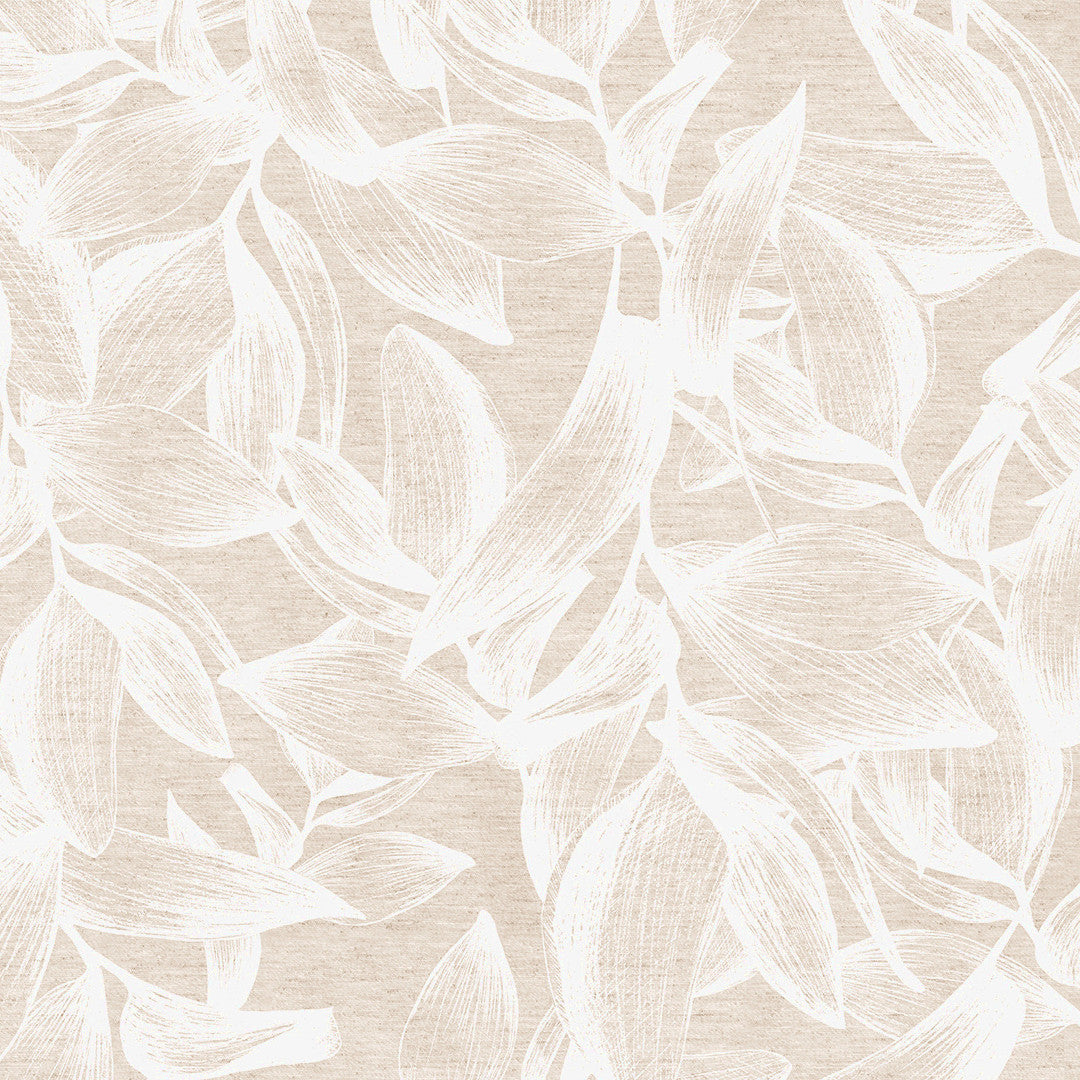 Nordfavn Cloe – Akryldug med botanisk mønster i naturhvide nuancer