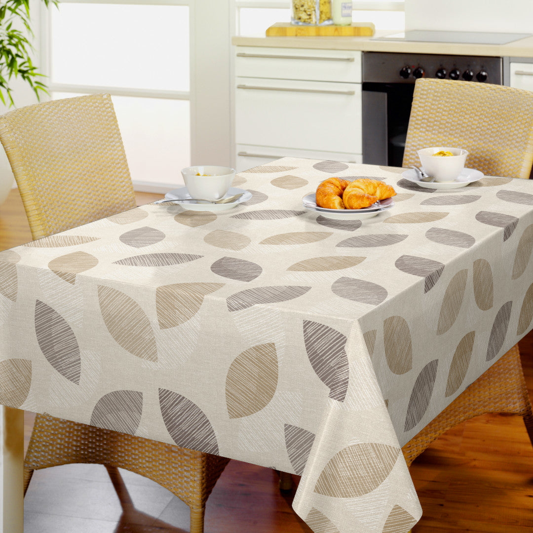 Nordfavn Cocoon Beige - Voksdug med grafisk bladmønster