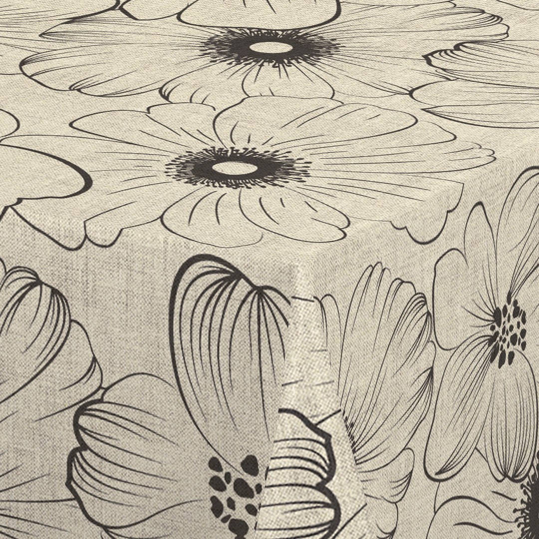 Nordfavn Cologne Beige - Voksdug med stregblomst i hørtryk, hjørne