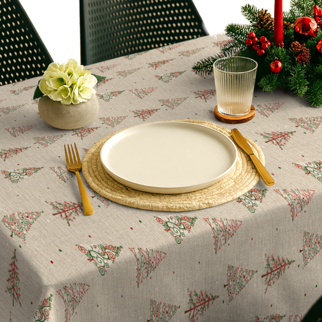 Nordfavn Crisp – Juleakryldug med juletræer i rødt og grønt