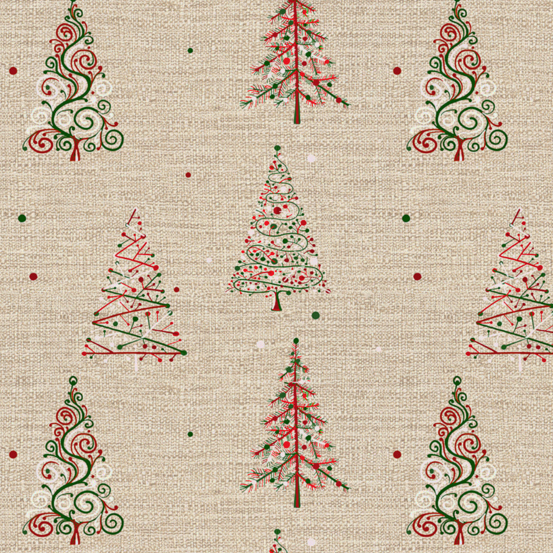 Nordfavn Crisp – Juleakryldug med juletræer i rødt og grønt, mønster