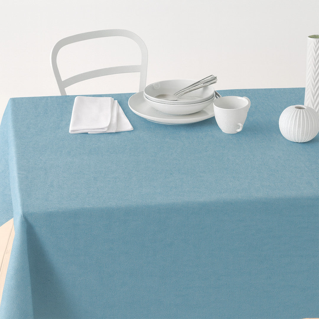 Nordfavn Dean Støvet Blå – Ensfarvet akryldug i hørlook