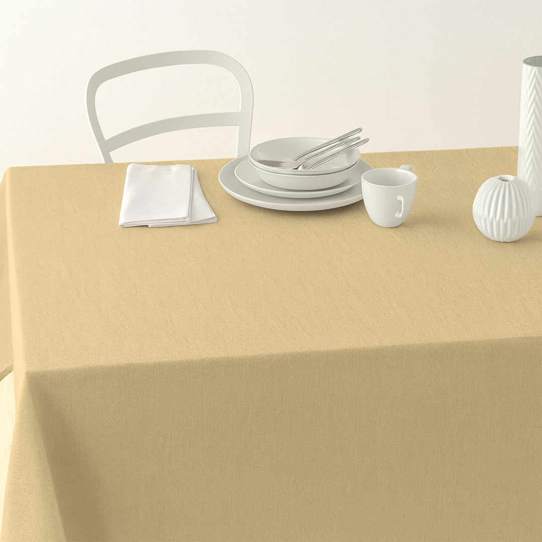 Nordfavn Dean Støvet Okker – Ensfarvet akryldug i hørlook