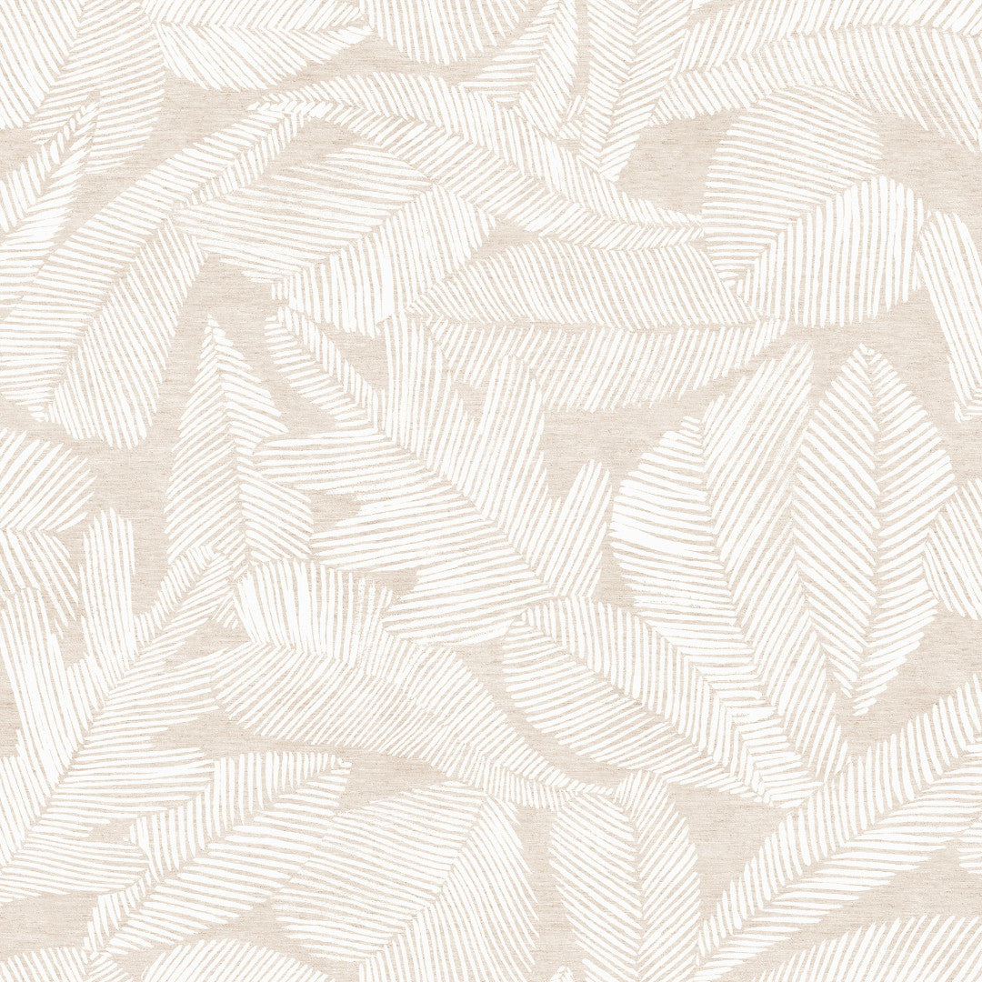 Nordfavn Edna – Akryldug med diskret bladmønster på sandfarvet bund