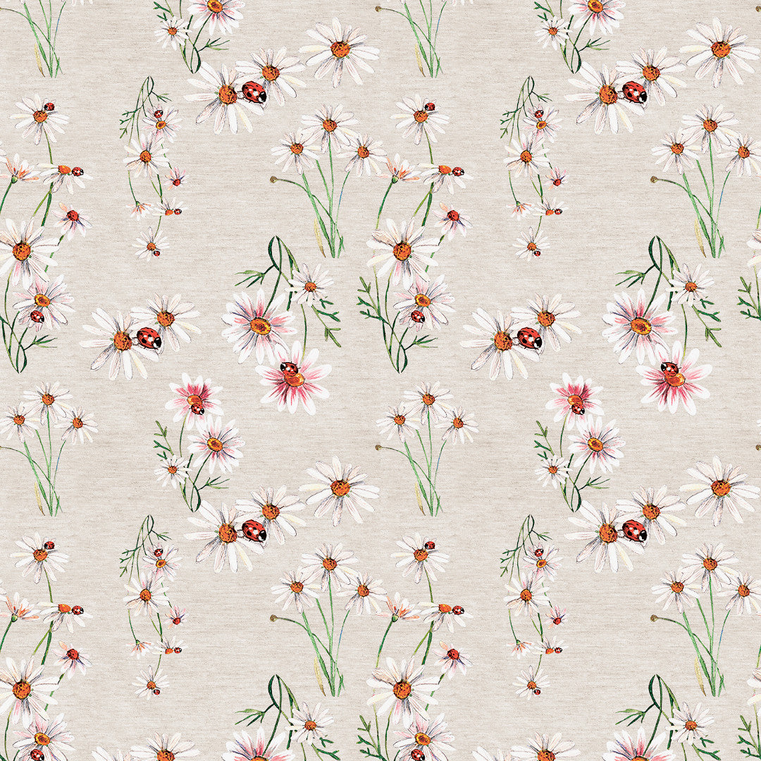 Nordfavn Fortuna – Akryldug med margueritter og mariehøns