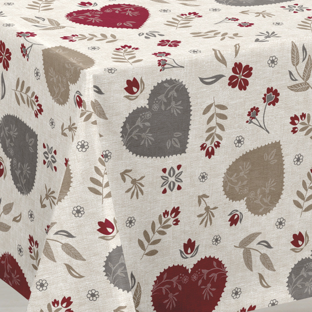 Nordfavn Hati Natur - Voksdug med dekorativt hjertemønster, hjørne