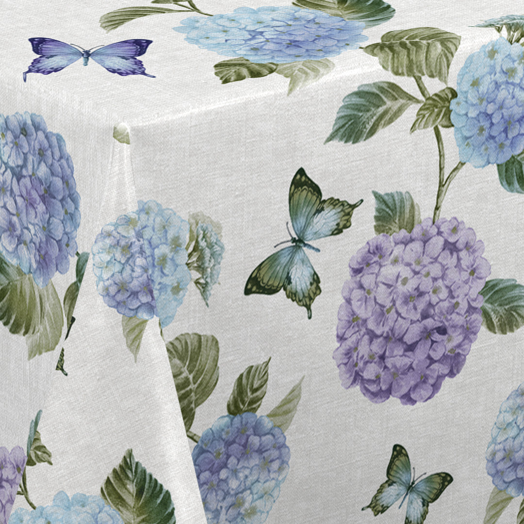 Nordfavn Hortensia Have Blå – Voksdug med sommerfugle, hjørne