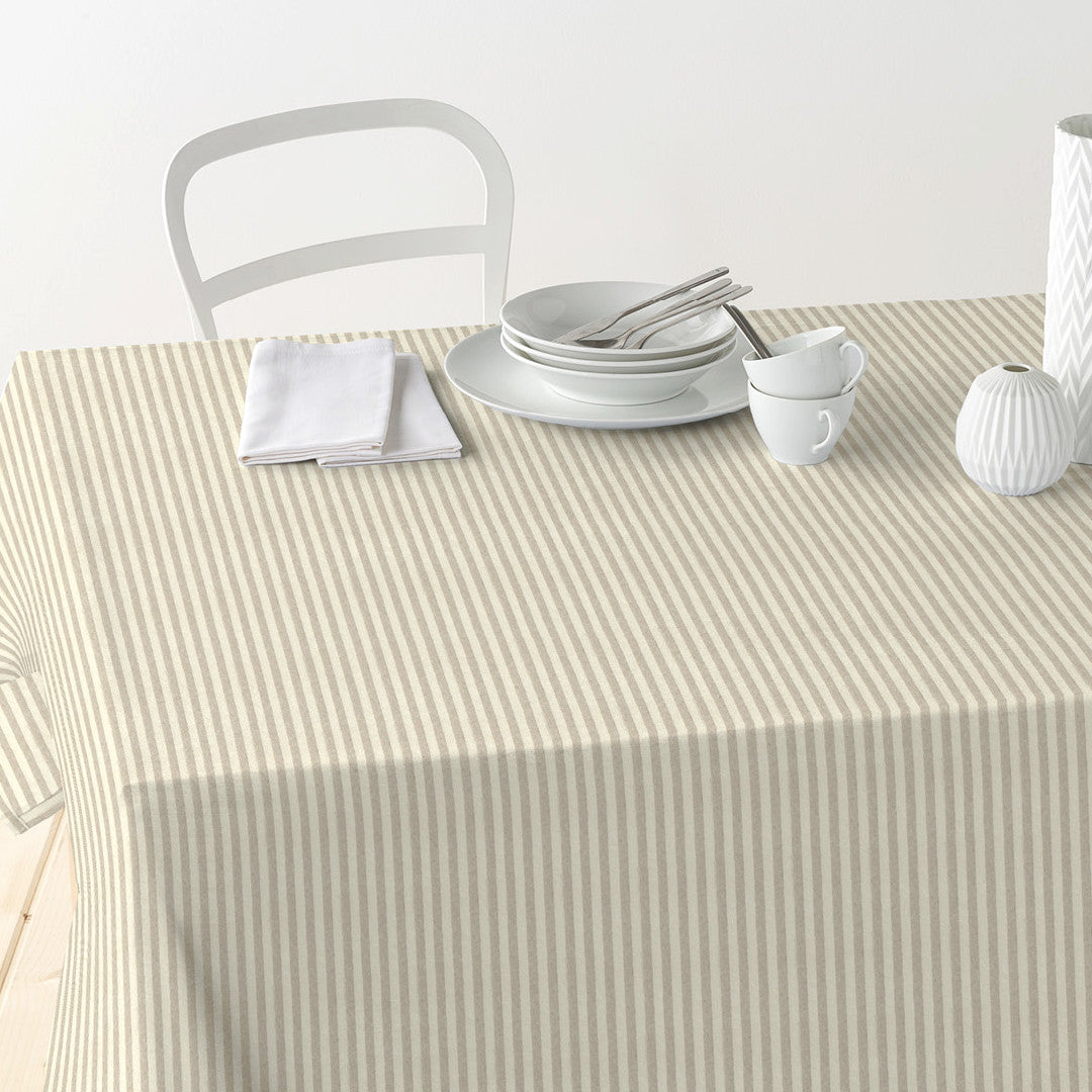 Nordfavn Ibiza Lys Sand – Akryldug med striber på tværs i hørlook, bord