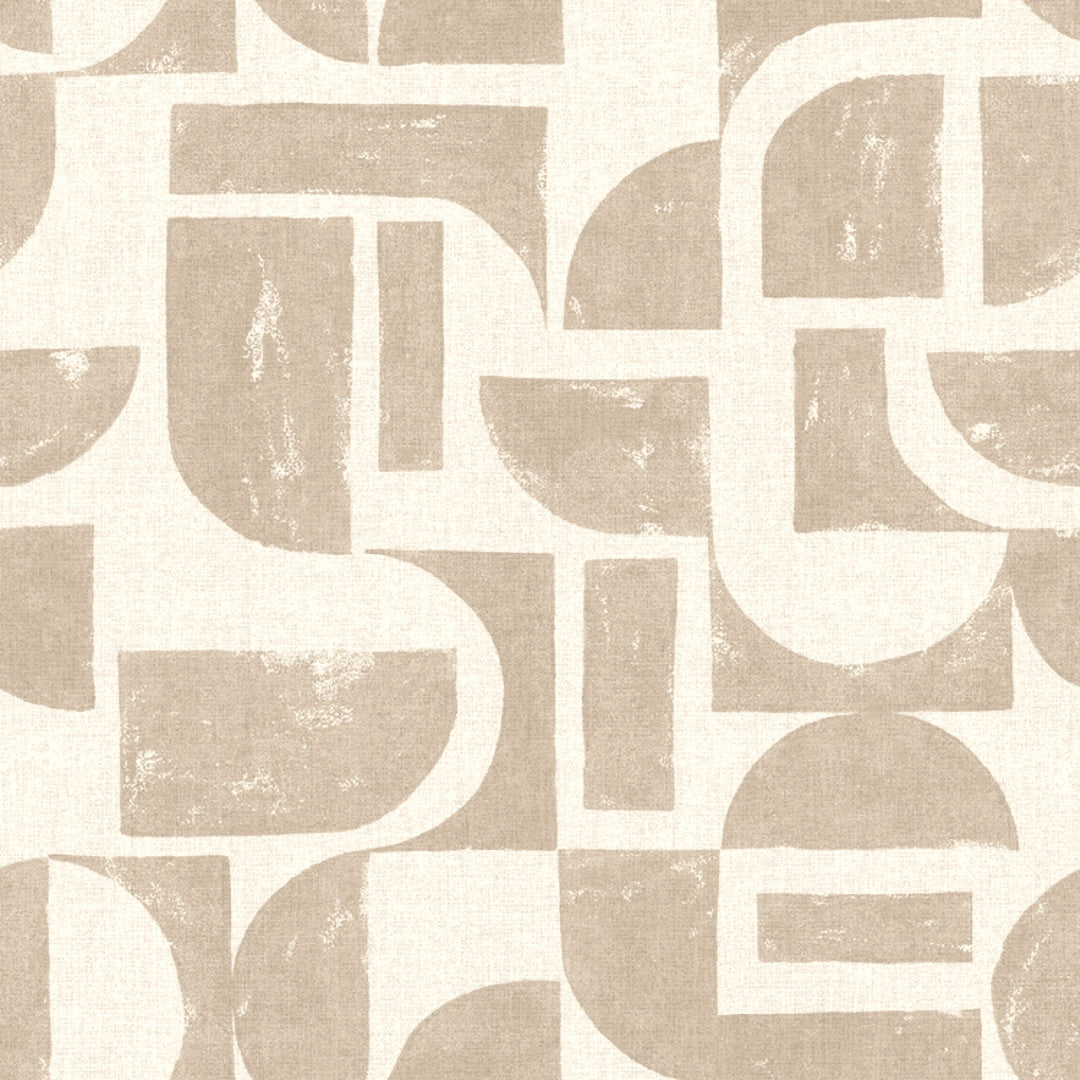 Nordfavn Manu Beige – Voksdug med grafisk mønster i hørtryk, mønster