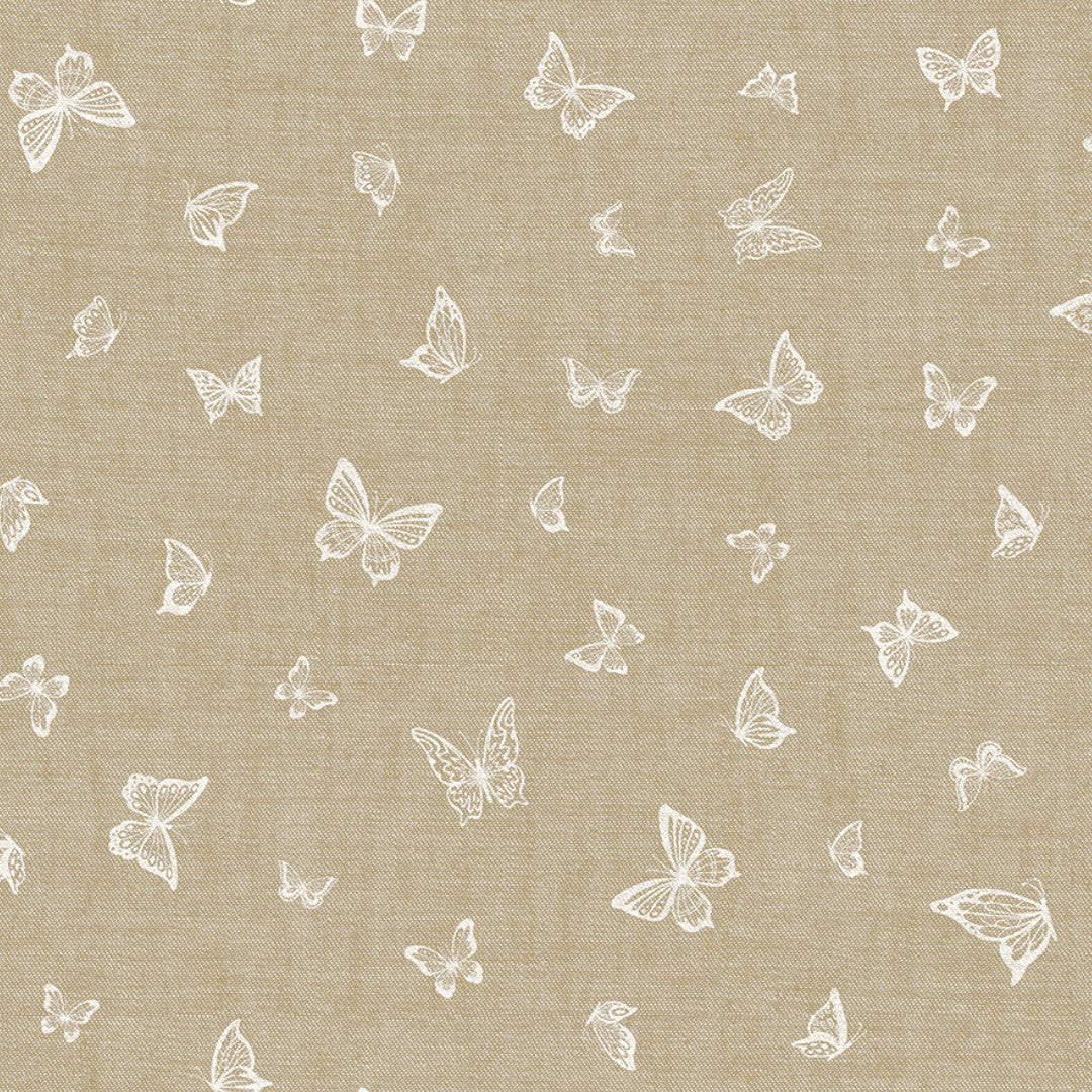 Nordfavn Mariposas Beige - Voksdug med sommerfugle, mønster