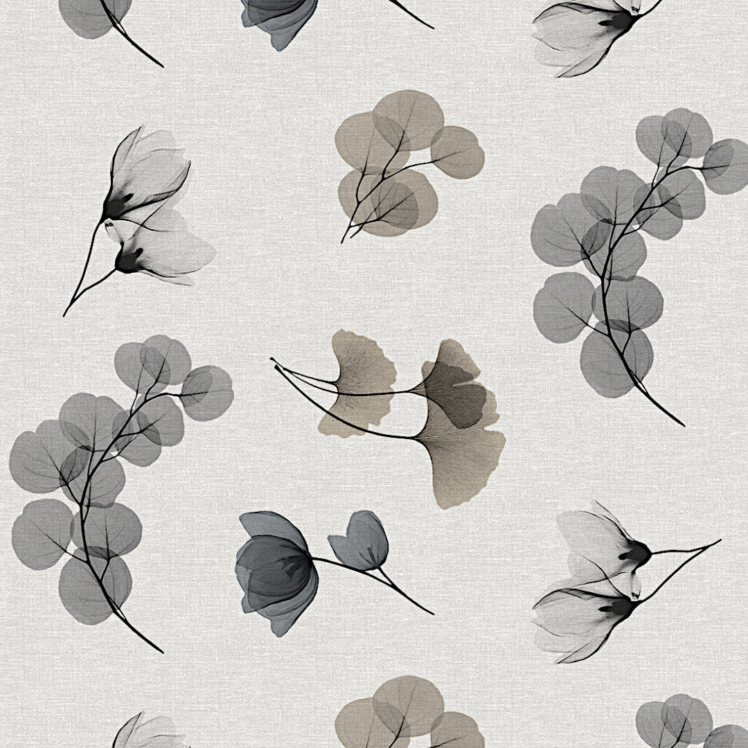 Nordfavn Organza Grey Beige – Voksdug med bladmønster, mønster