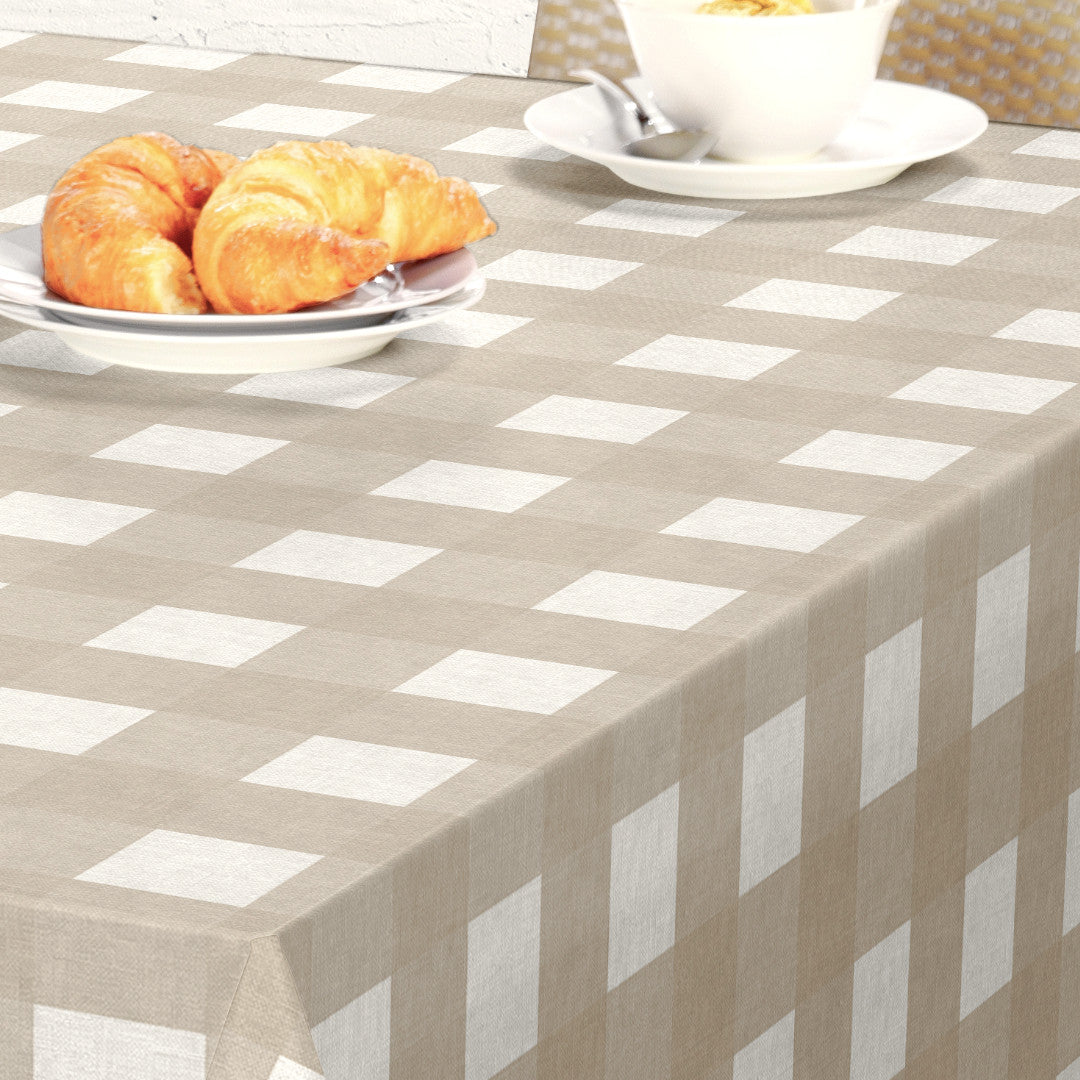 Nordfavn Royal Beige – Voksdug i beige med tern, detaljer