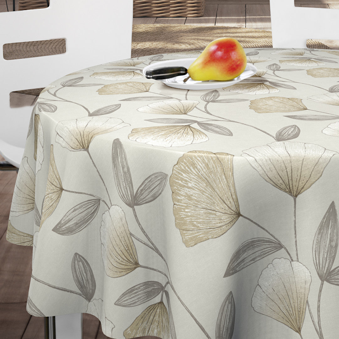 Nordfavn Shell Flower Beige – Voksdug med blødt, botanisk udtryk, rund