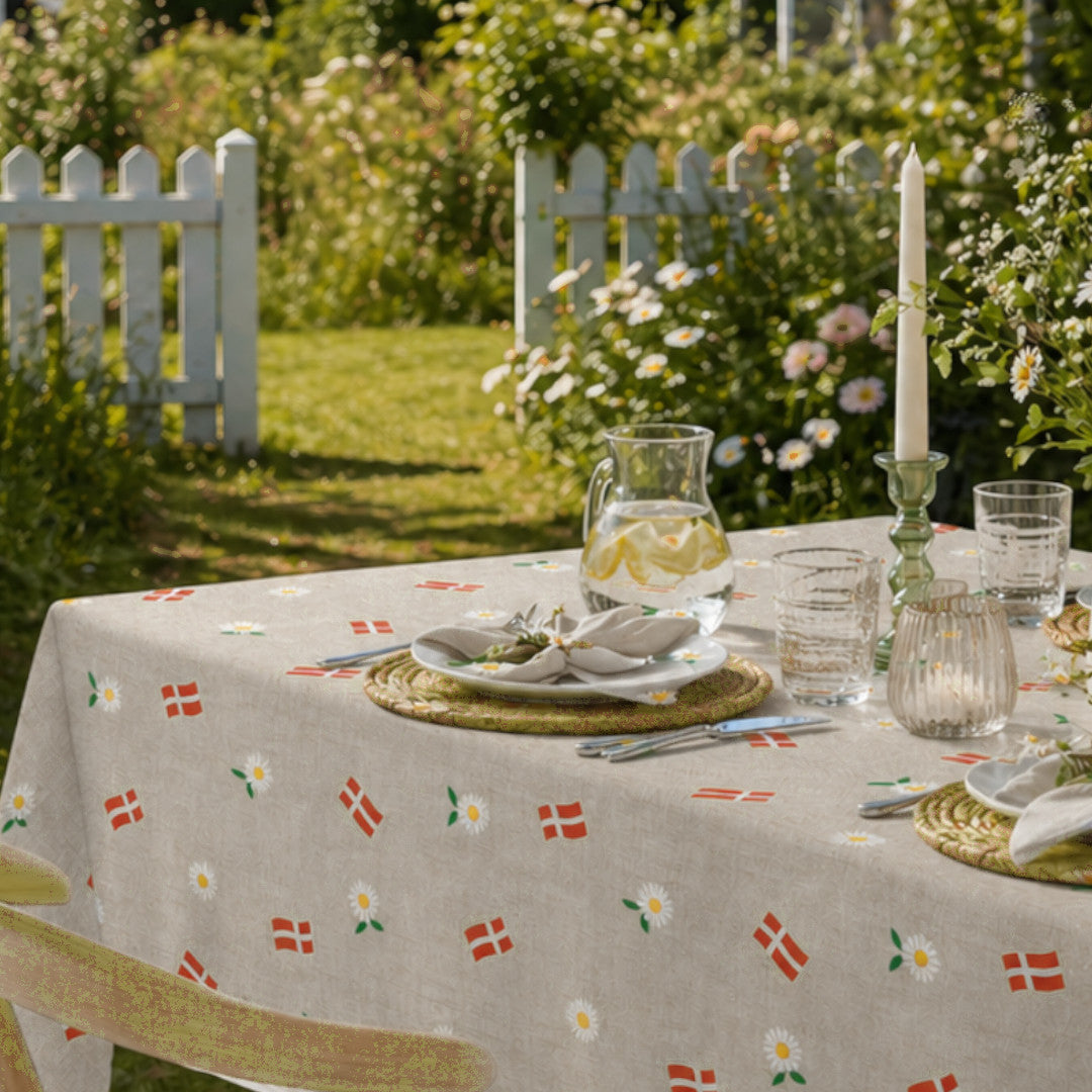 Nordfavn Sommerglæde – Akryldug i hørlook (Grå), hjørne