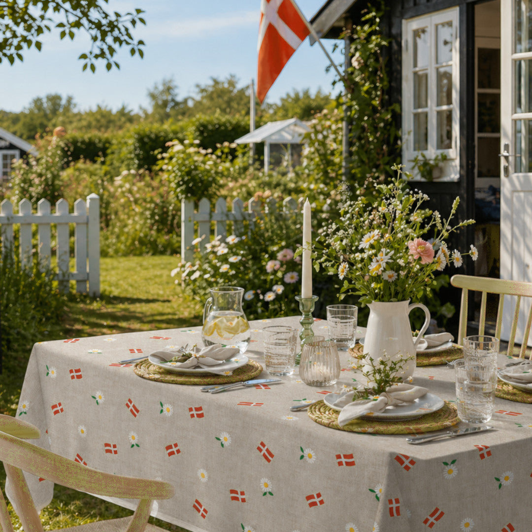 Nordfavn Sommerglæde – Akryldug i hørlook (Grå), kolonihave