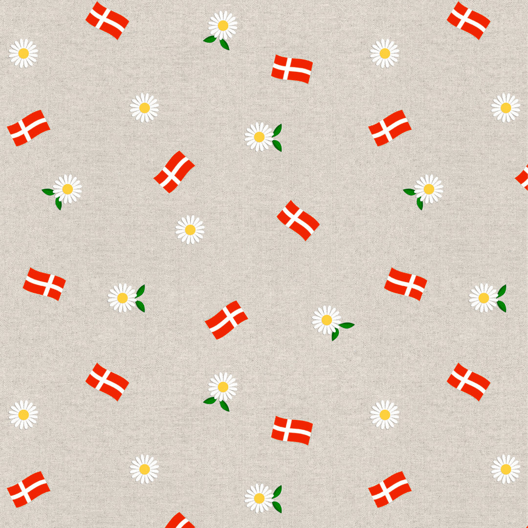 Nordfavn Sommerglæde – Akryldug i hørlook (Grå), mønster