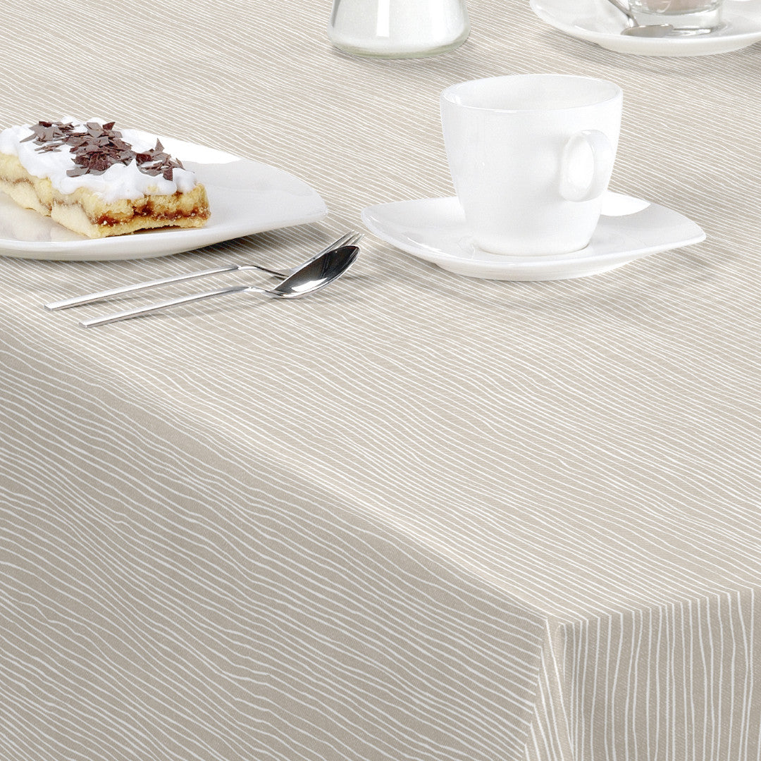 Nordfavn Strange Ways Beige - Voksdug i beige med striber, detaljer