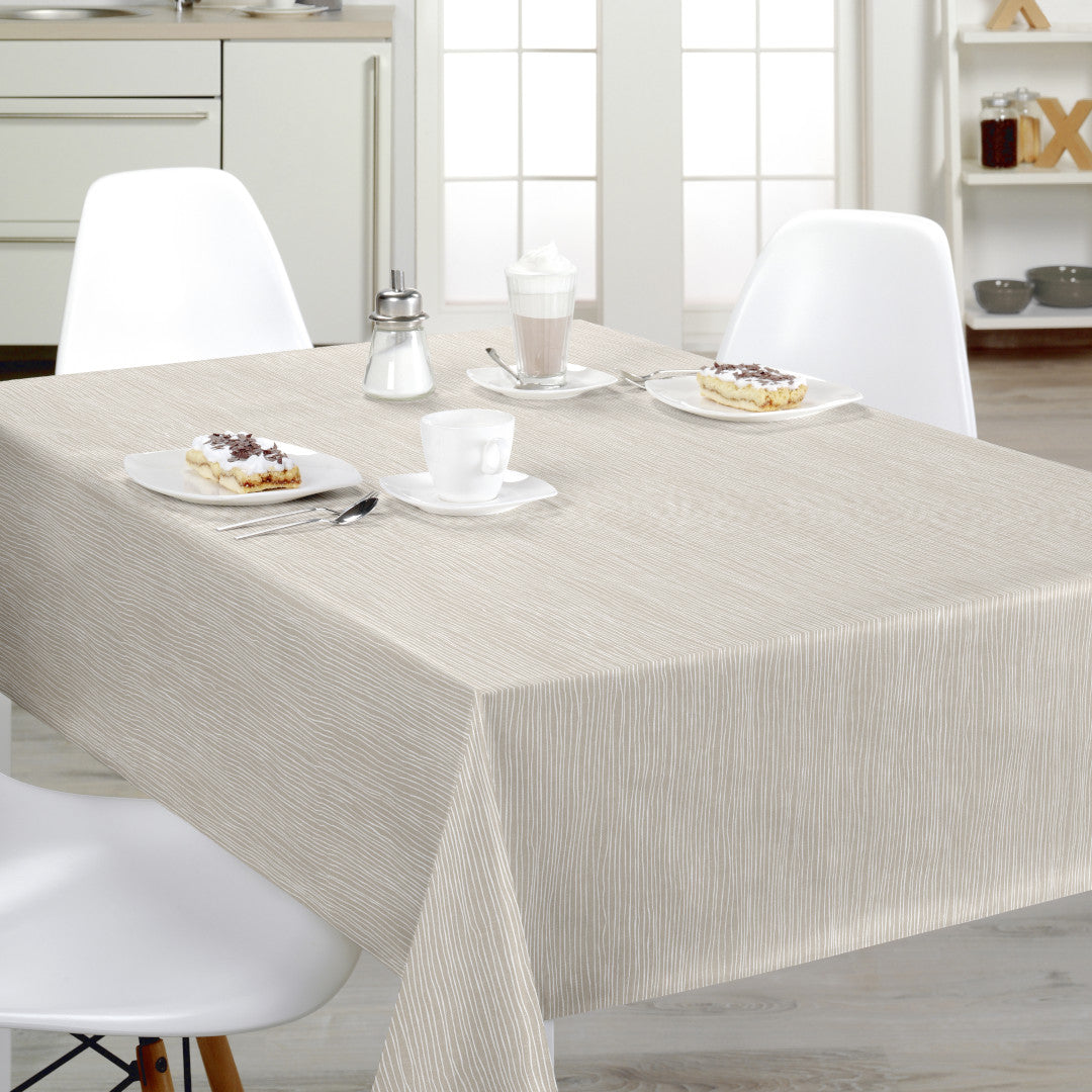 Nordfavn Strange Ways Beige - Voksdug i beige med striber, miljø