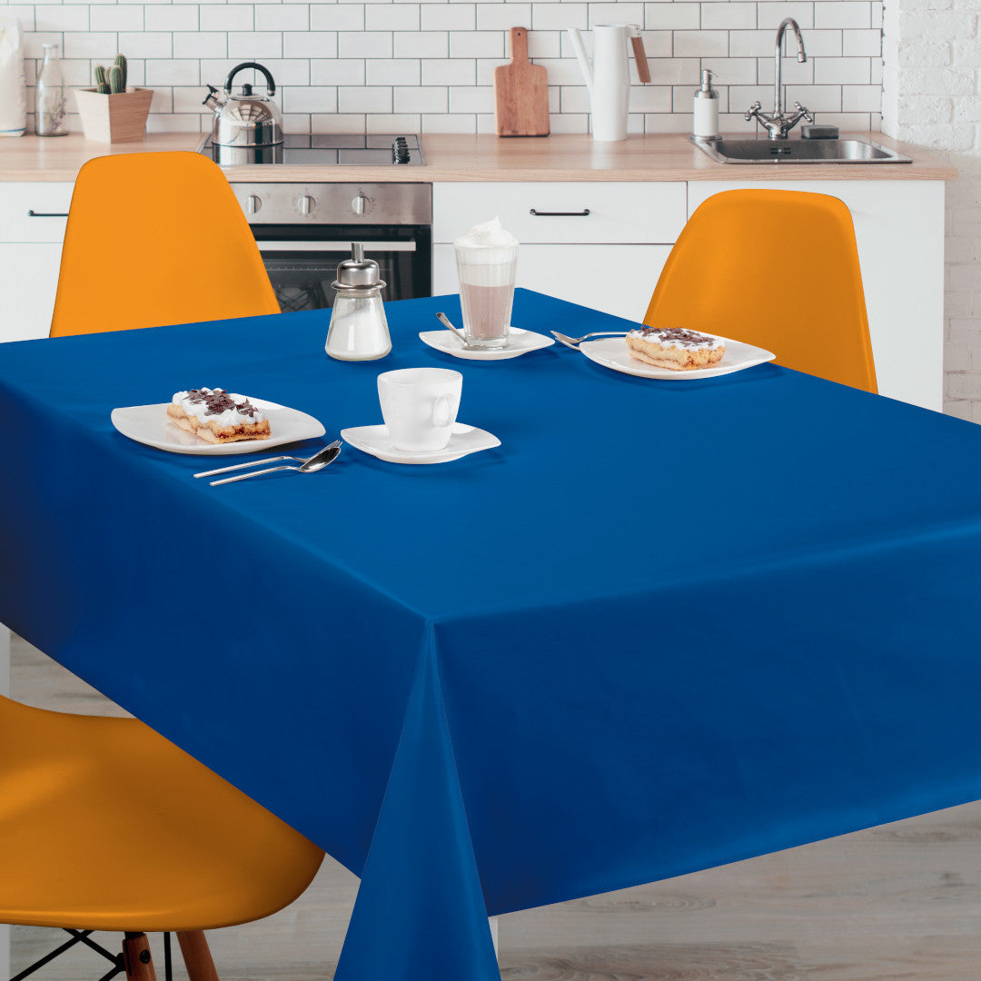 Nordfavn Uni Hav Blå - Ensfarvet halvblank voksdug, miljø