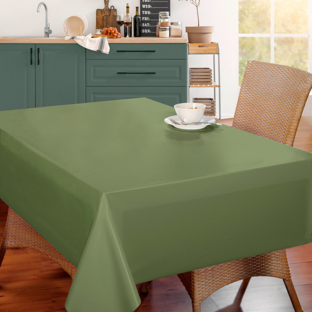 Nordfavn Uni Skov Grøn - Ensfarvet halvblank voksdug, miljø