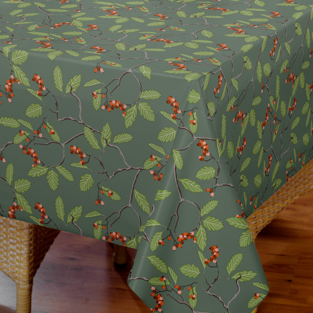 Nordfavn Winter Berry – Julevoksdug med grene og røde bær