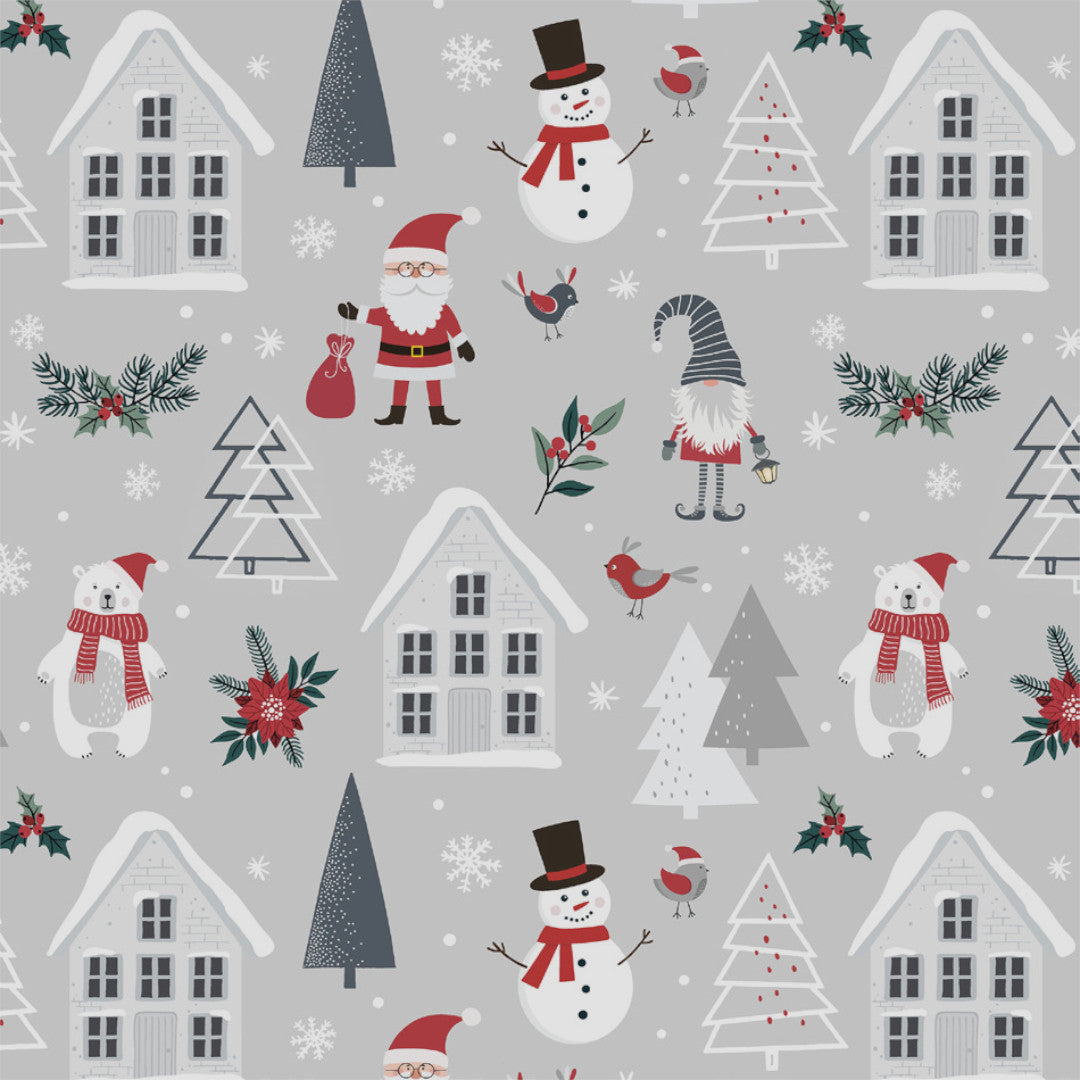 Nordic Winter – Julevoksdug med julemotiver i skandinavisk stil, mønster