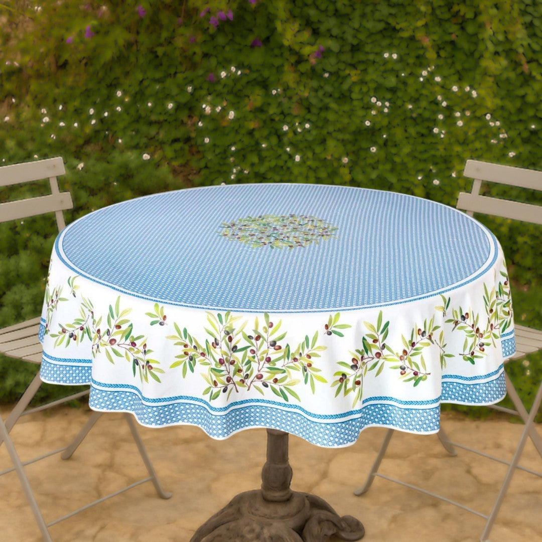 Nyons Blå - Rund akrylbelagt provencedug Ø 180, miljøe