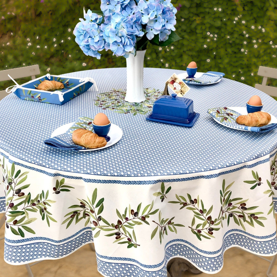 Nyons Blå - Rund provencedug Ø 180, opdækning