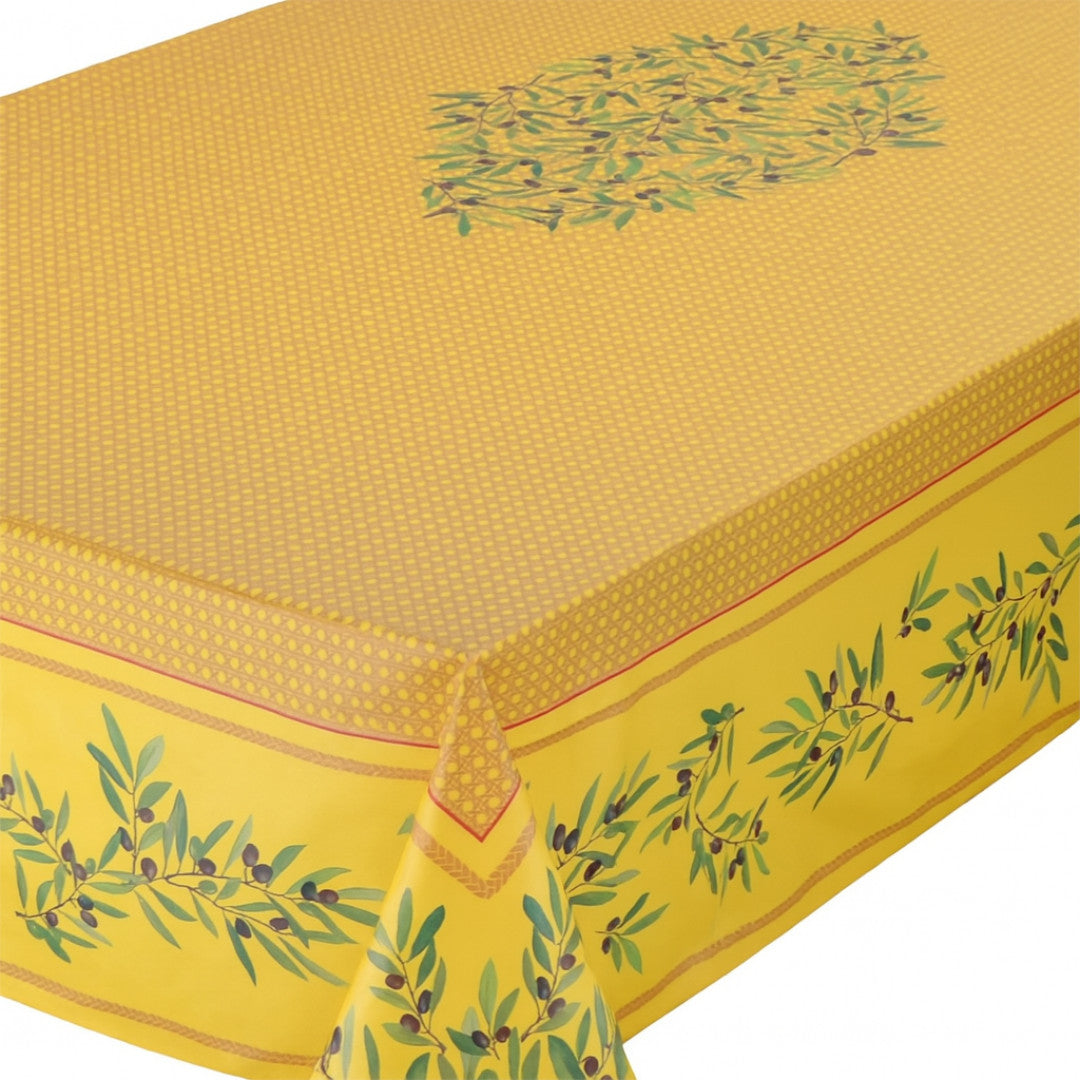 Nyons Gul - Rektangulær akrylbelagt provencedug 150 x 250, hjørne