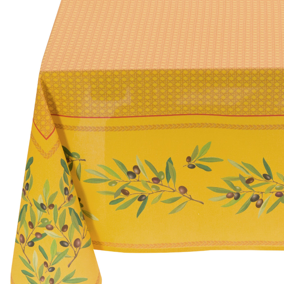 Nyons Gul - Rektangulær akrylbelagt provencedug 150 x 250, nærbillede