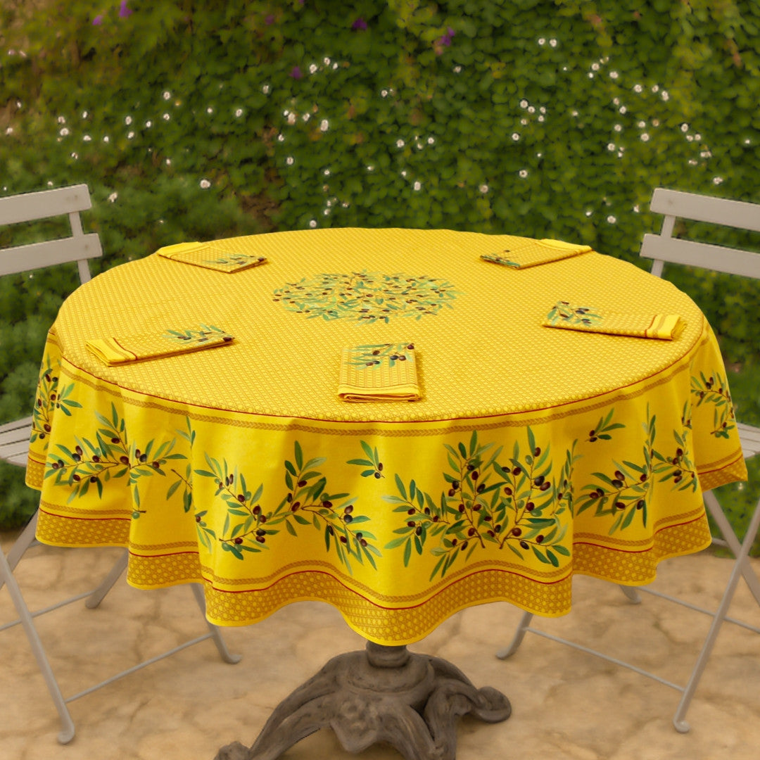 Nyons Gul - Rund akrylbelagt provencedug Ø 180, miljø
