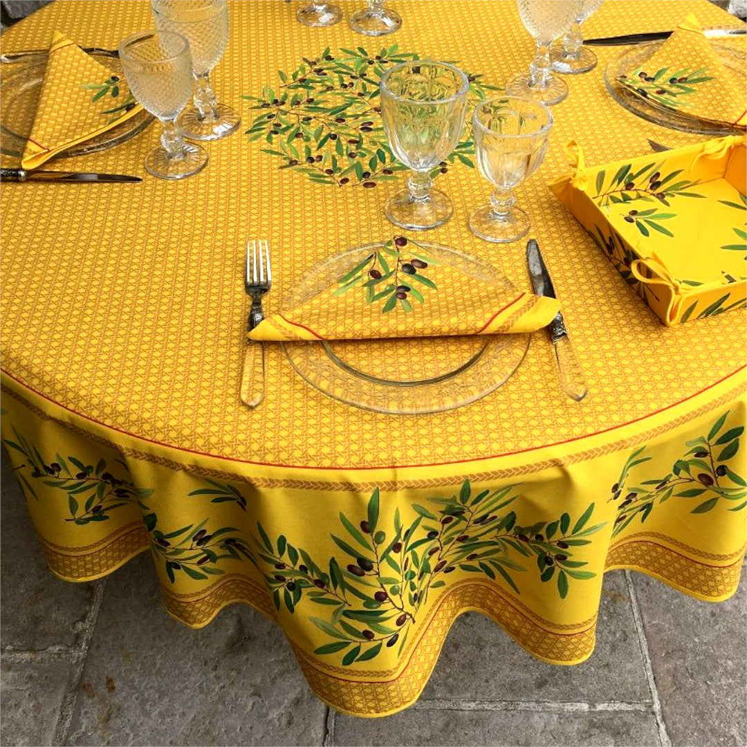 Nyons Gul - Rund provencedug Ø 180, borddækning