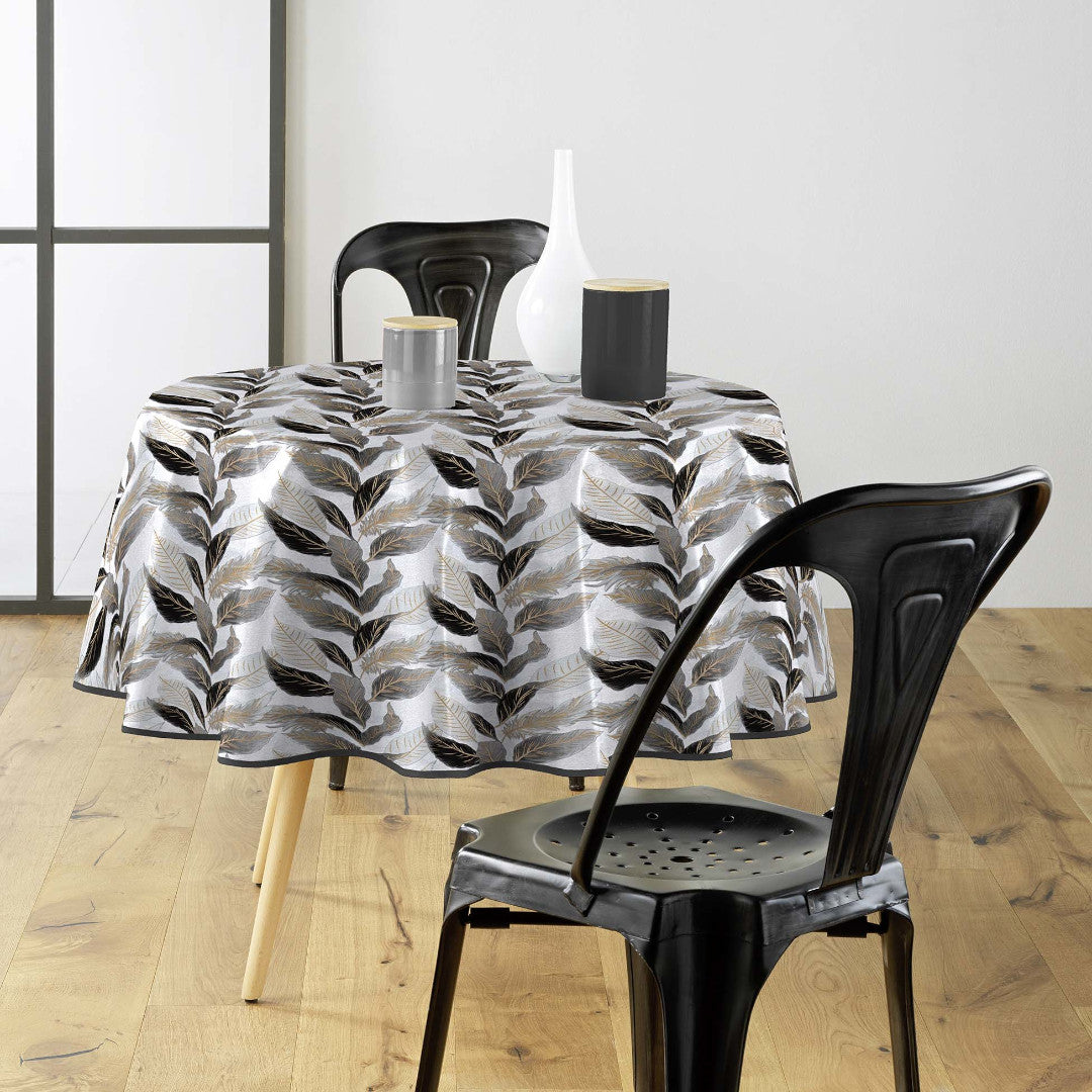 Oralia Metallic - Rund voksdug med skinnende blade, Ø 155 cm, miljø