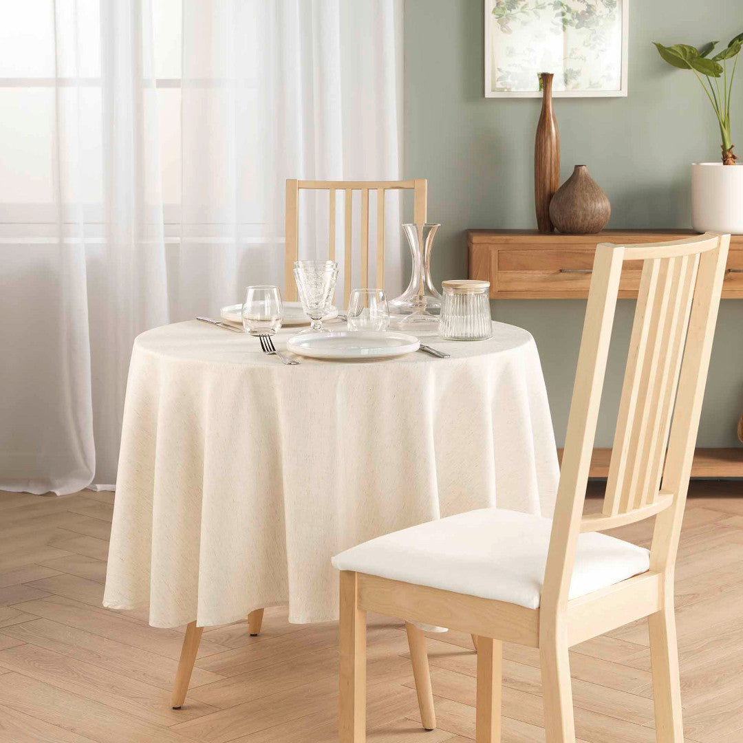 Pauline – Rund dug i polyester/hør Ø 180 cm, miljø