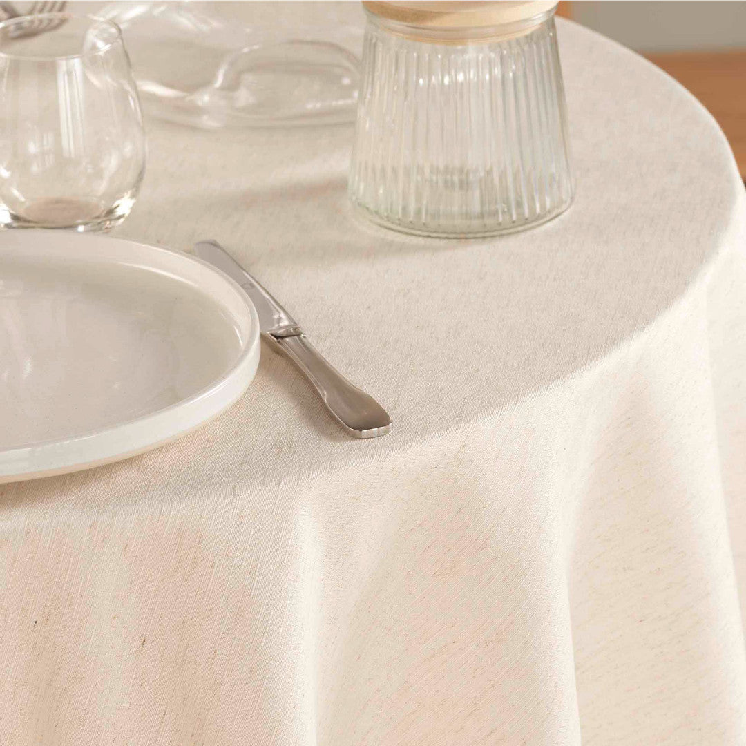 Pauline – Rund dug i polyester/hør Ø 180 cm, nærbillede