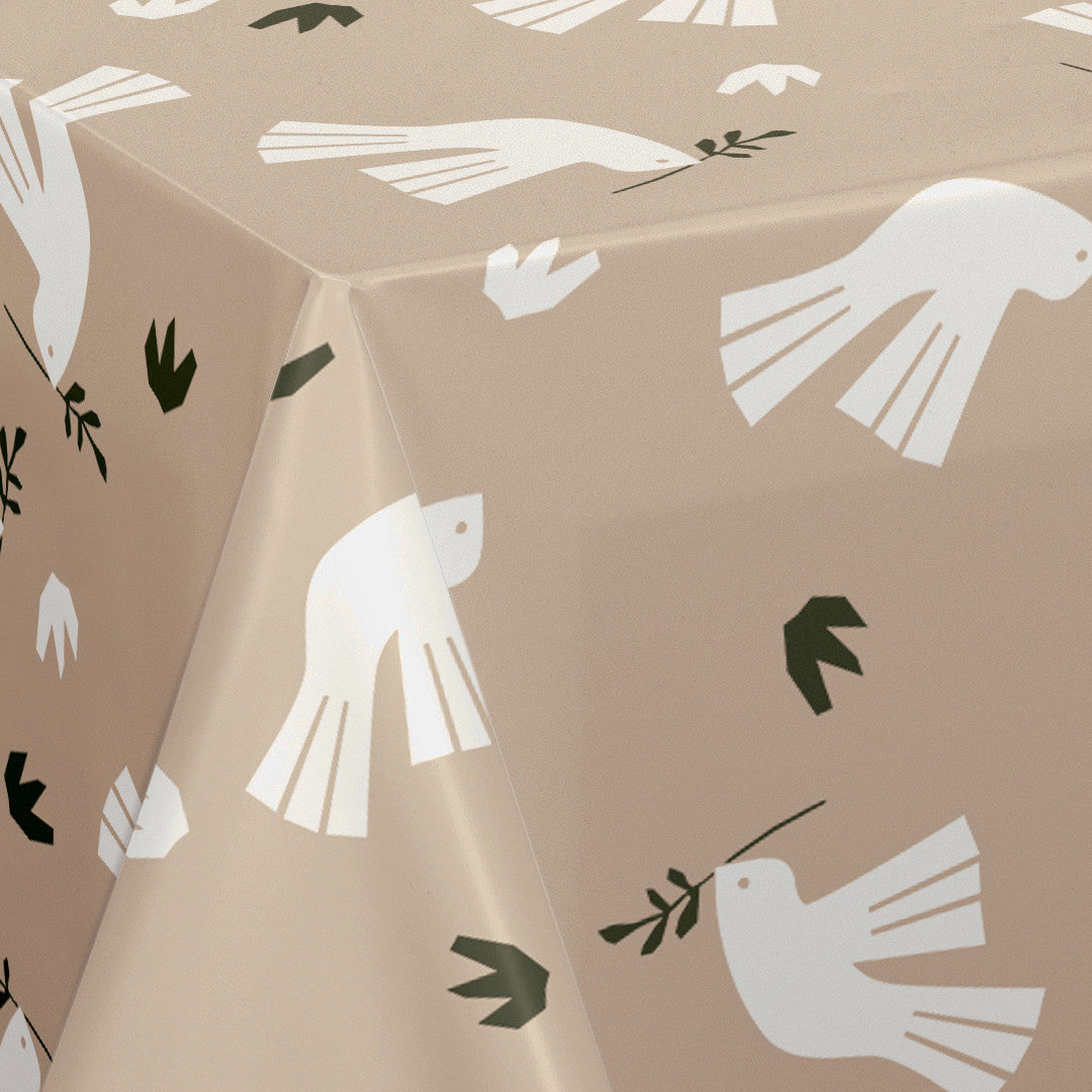 Peace is in the Air Cream – Lola voksdug med grafisk fuglemotiv, hjørne