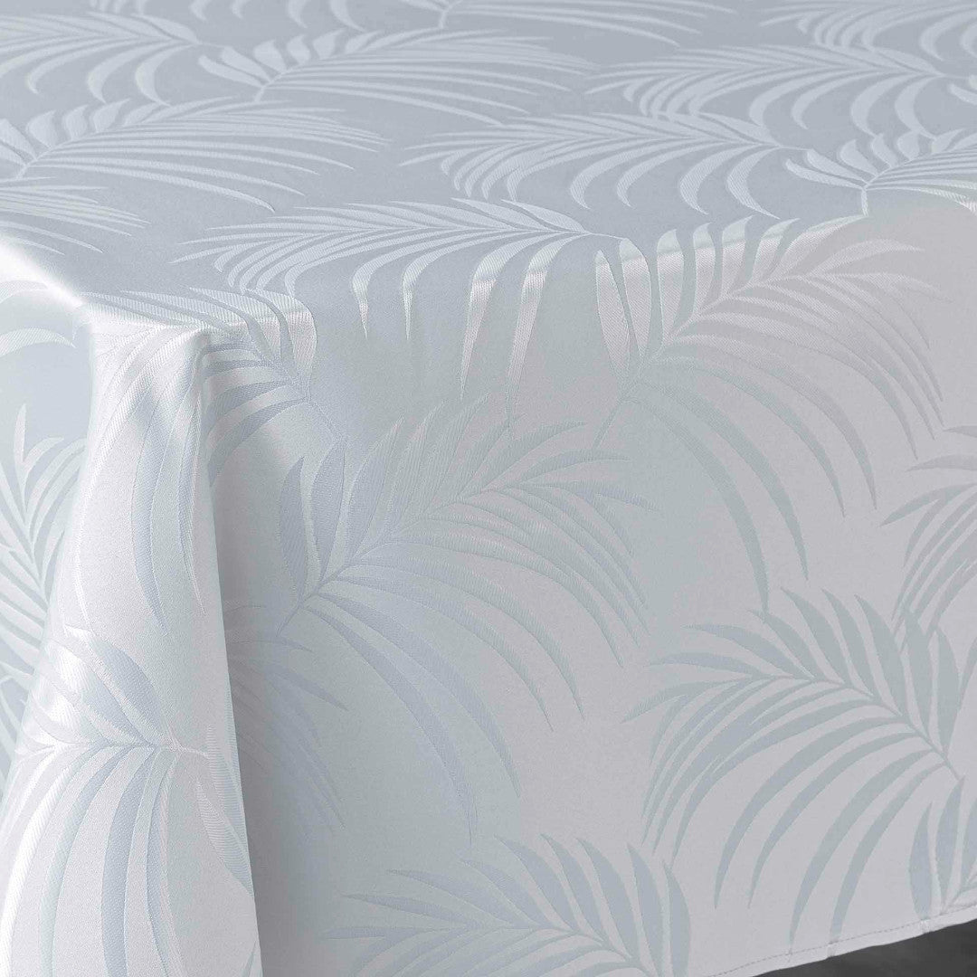 Plumette Grey – Damaskdug med vævet palmebladsmønster – 140 x 240 cm, hjørne