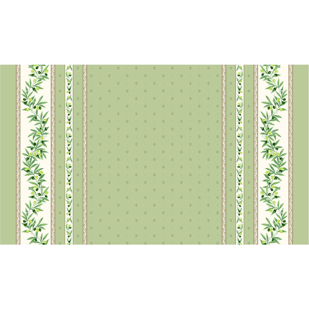 Ramatuelle Grøn - Rektangulær akrylbelagt provencedug 150 x 250, mønster