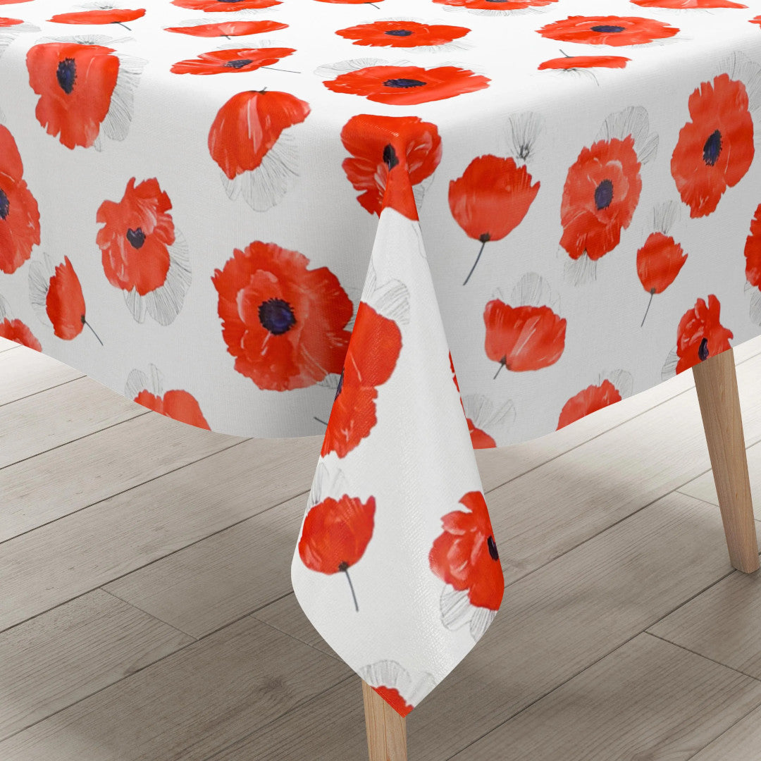 Red Coquelicot - Voksdug med røde valmuer