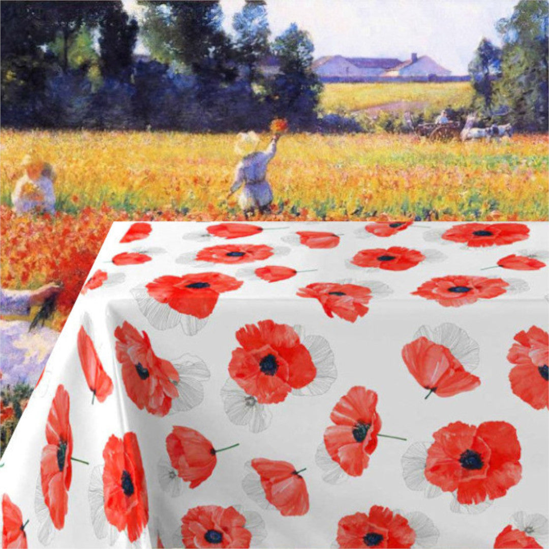 Red Coquelicot - Voksdug med røde valmuer