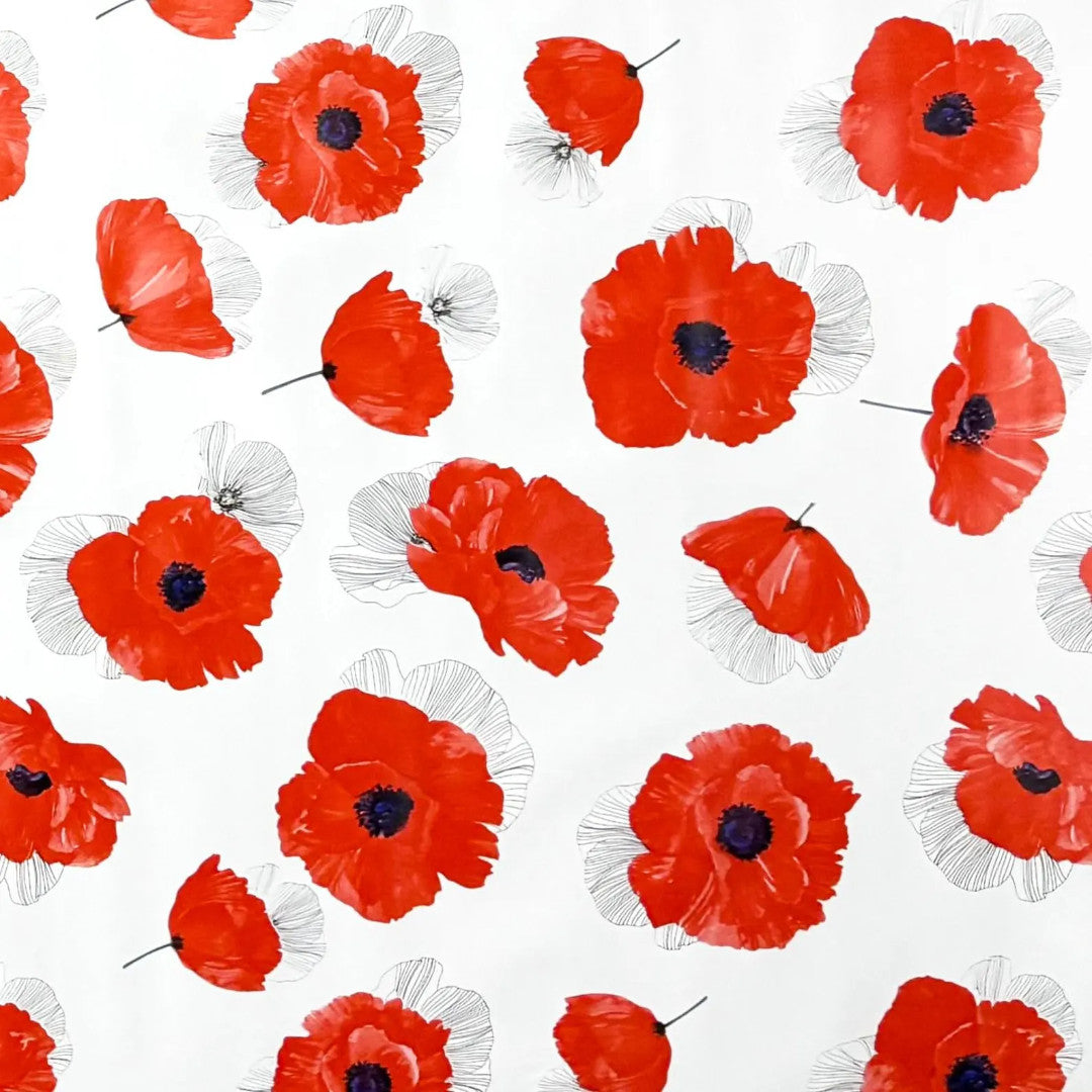 Red Coquelicot - Voksdug med røde valmuer