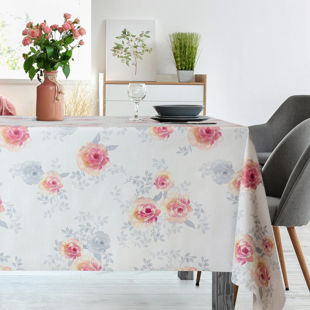 Rosalie Blush – Voksdug med blomsterprint og tekstillook, miljø