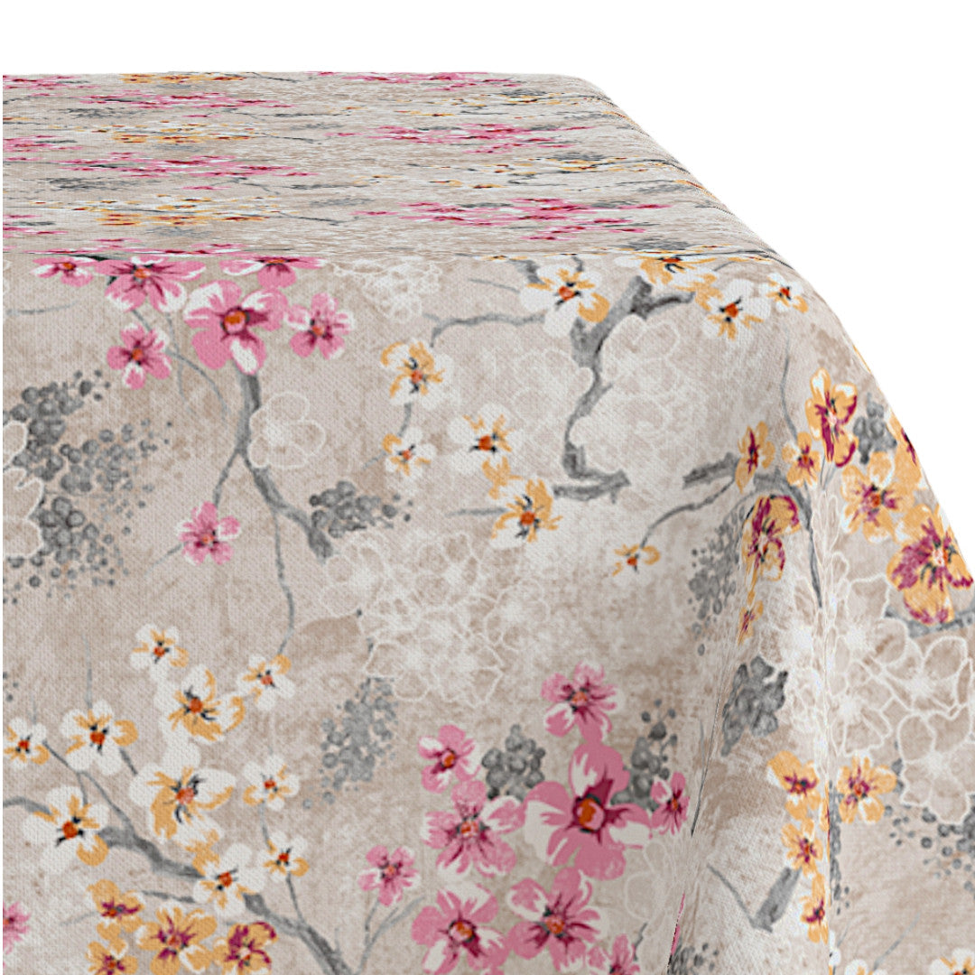 Rovira Forårsblomst – Akryldug med svampetryk og blomsterprint, mønster