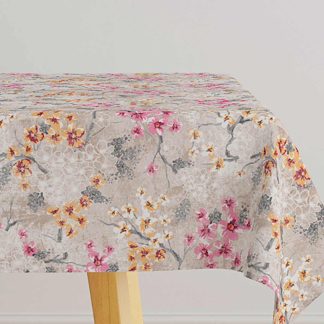 Rovira Forårsblomst – Akryldug med svampetryk og blomsterprint