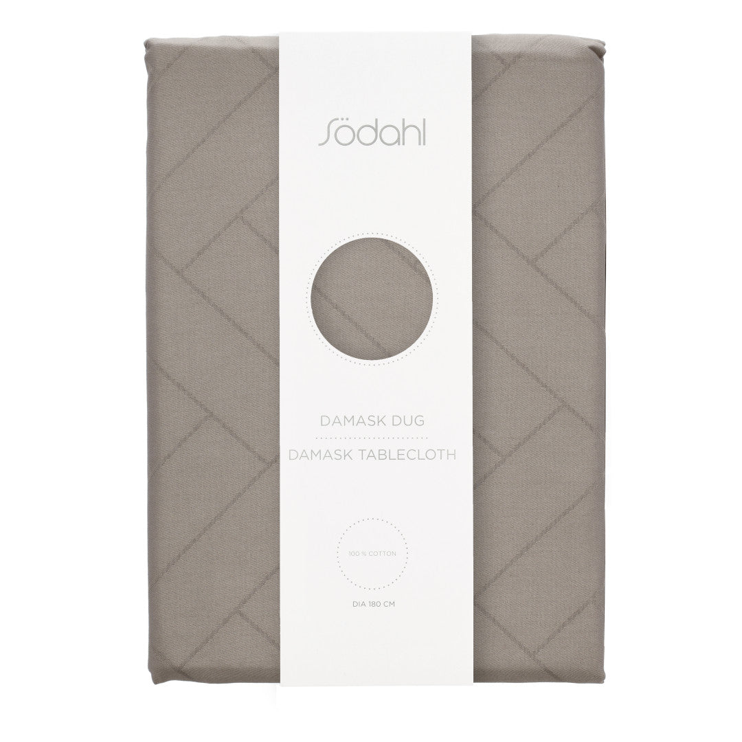 Södahl Tiles Rund Damaskdug Ø 180 cm - Taupe, indpakning