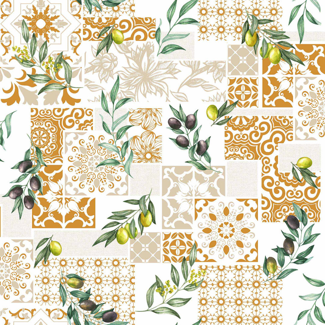 Solanova – Voksdug med oliven og gyldne kakler