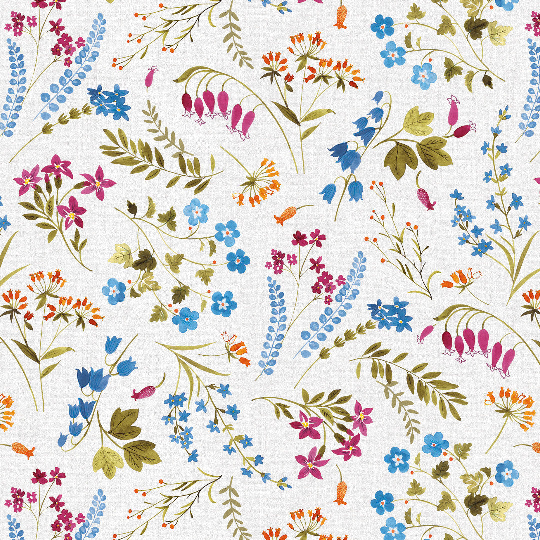 Sommereng – Sommervoksdug med vilde blomster, mønster