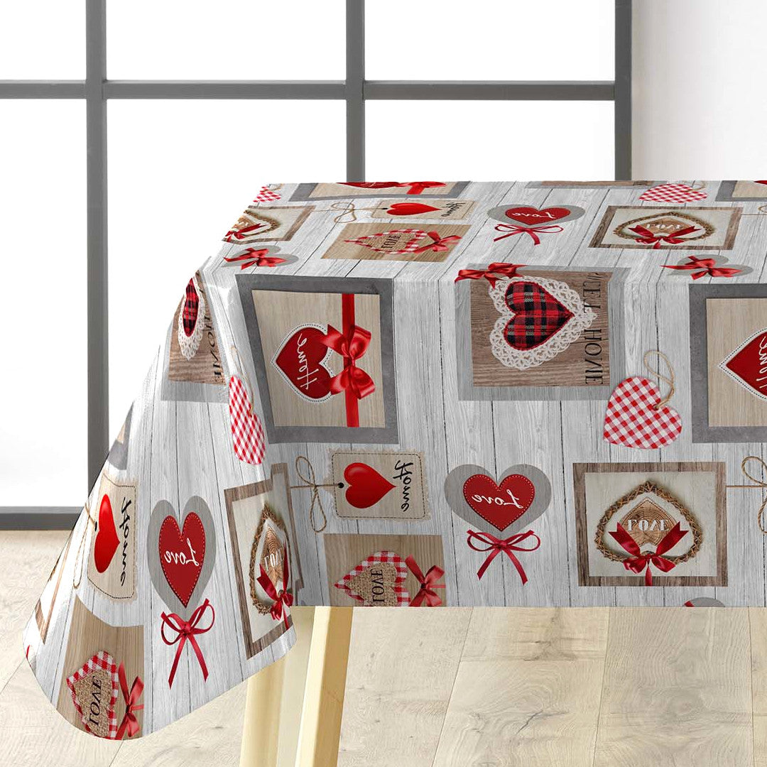 Sweet Love - Voksdug med hjerter, tern og varme detaljer, hjørne